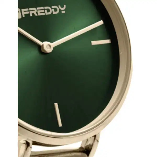 Orologio da polso con faccia verde.