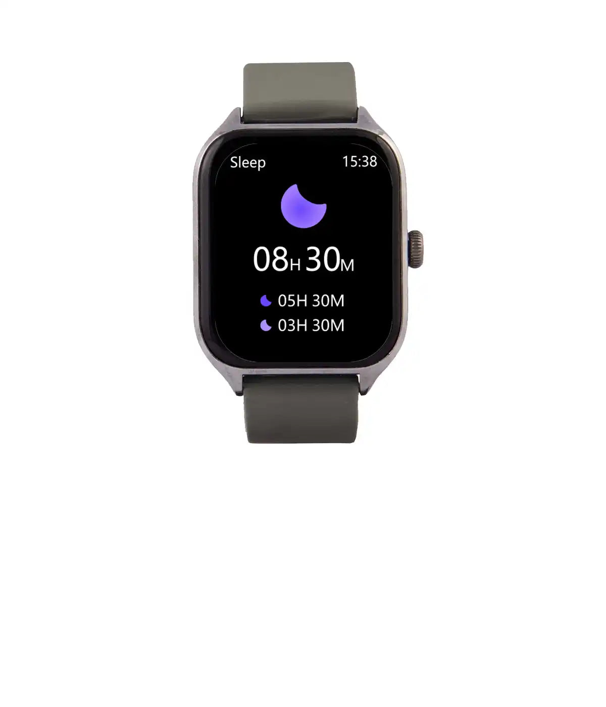 Orologio intelligente grigio che mostra i dati del sonno.