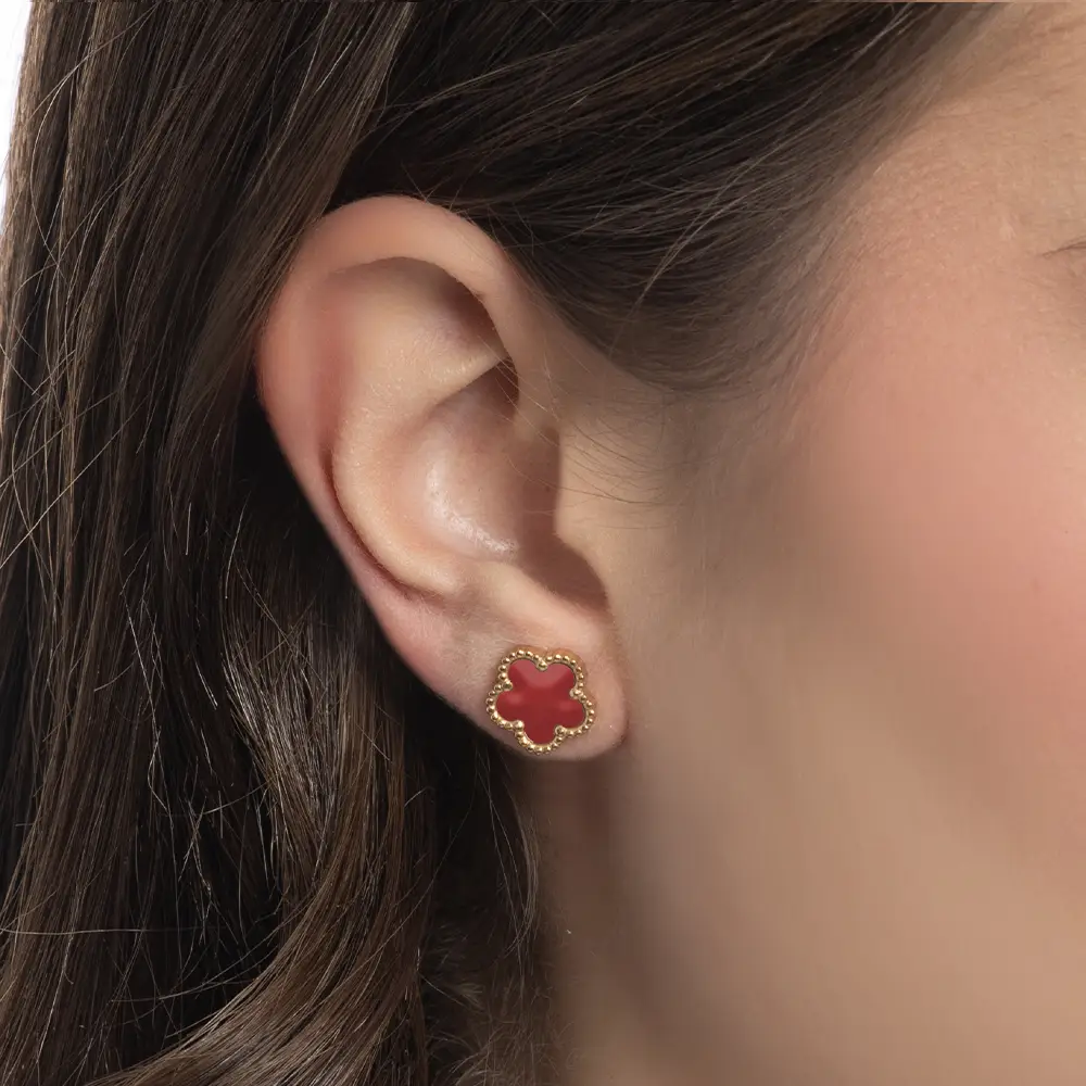Orecchini Fiore Rosso Gold