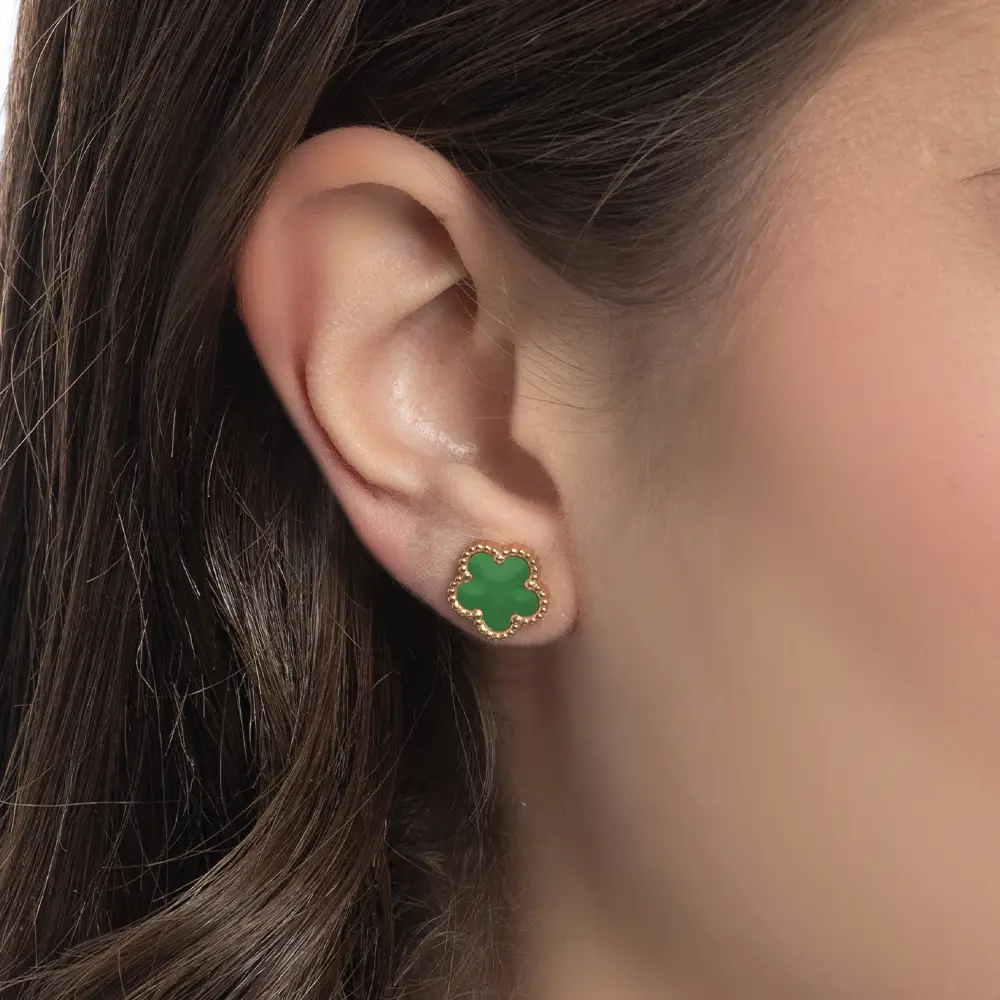 Orecchini Fiore Verde Gold