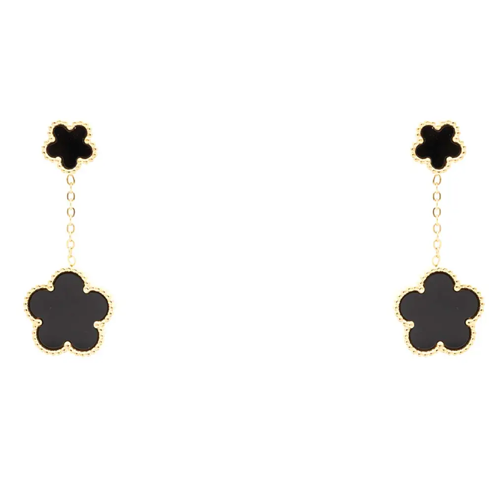 Orecchini Fiori Neri Gold