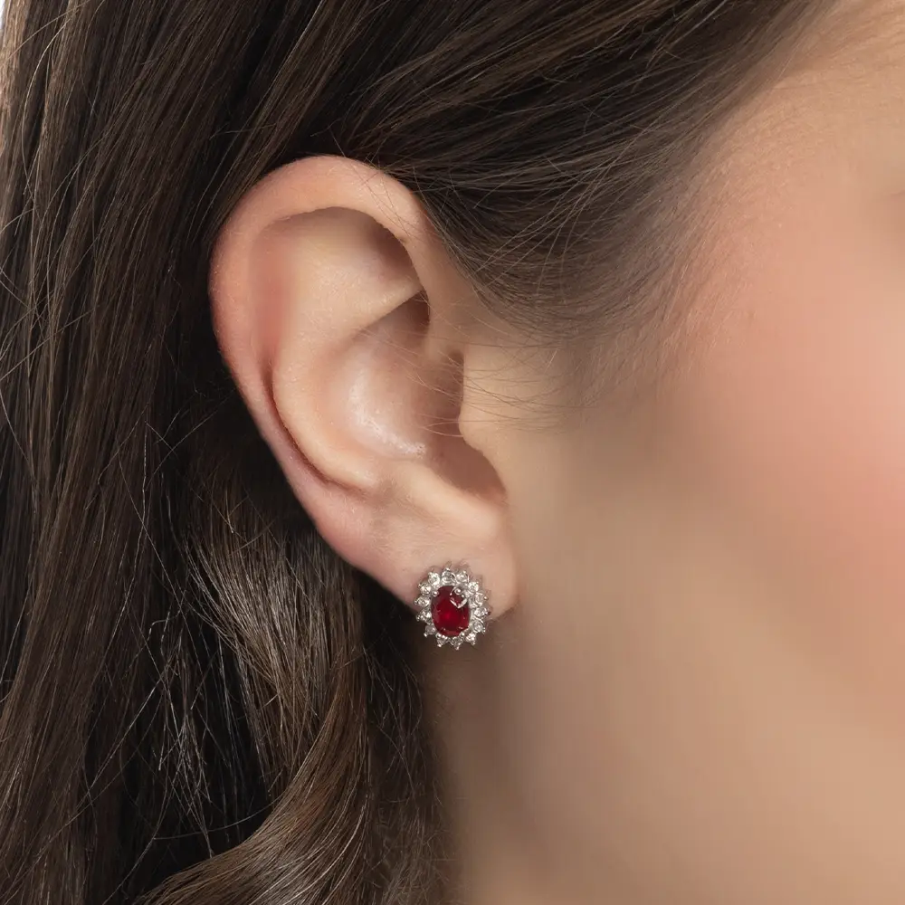 Orecchini Gemma Rossa Silver