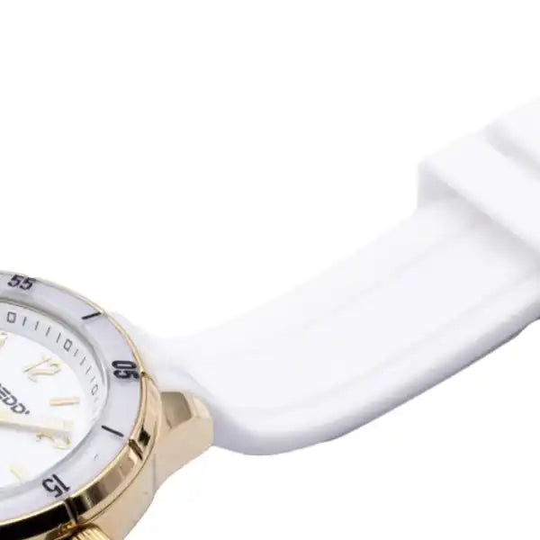 Orologio da polso oro e bianco.