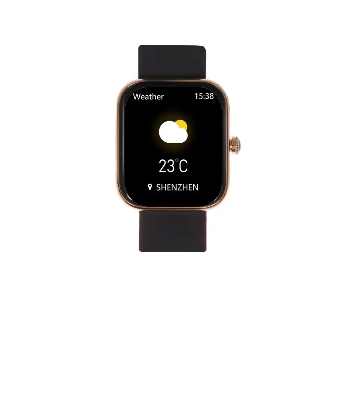 Smartwatch che visualizza informazioni meteorologiche.