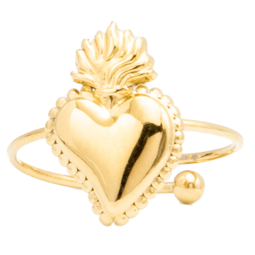 Anello Cuore Fiammeggiante Gold con Gemme - anello