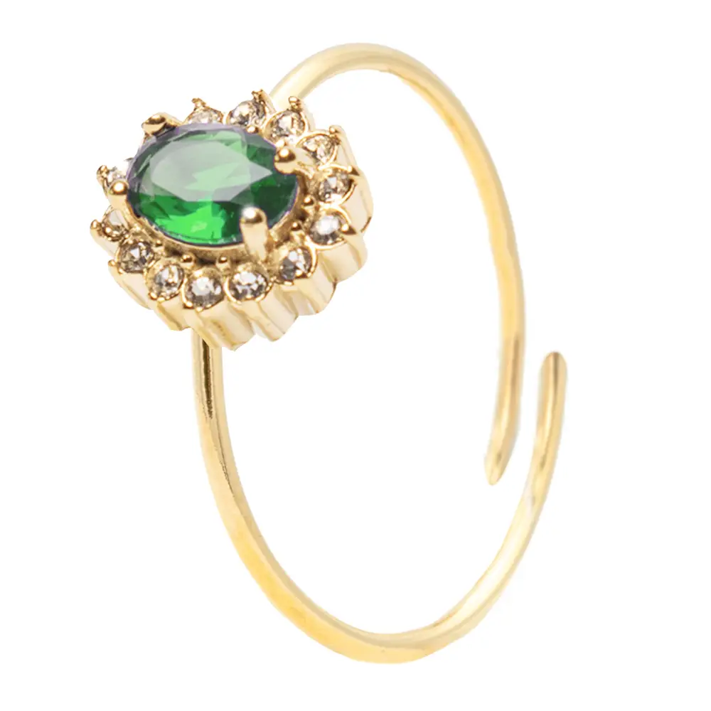 Anello Gemma Verde Gold