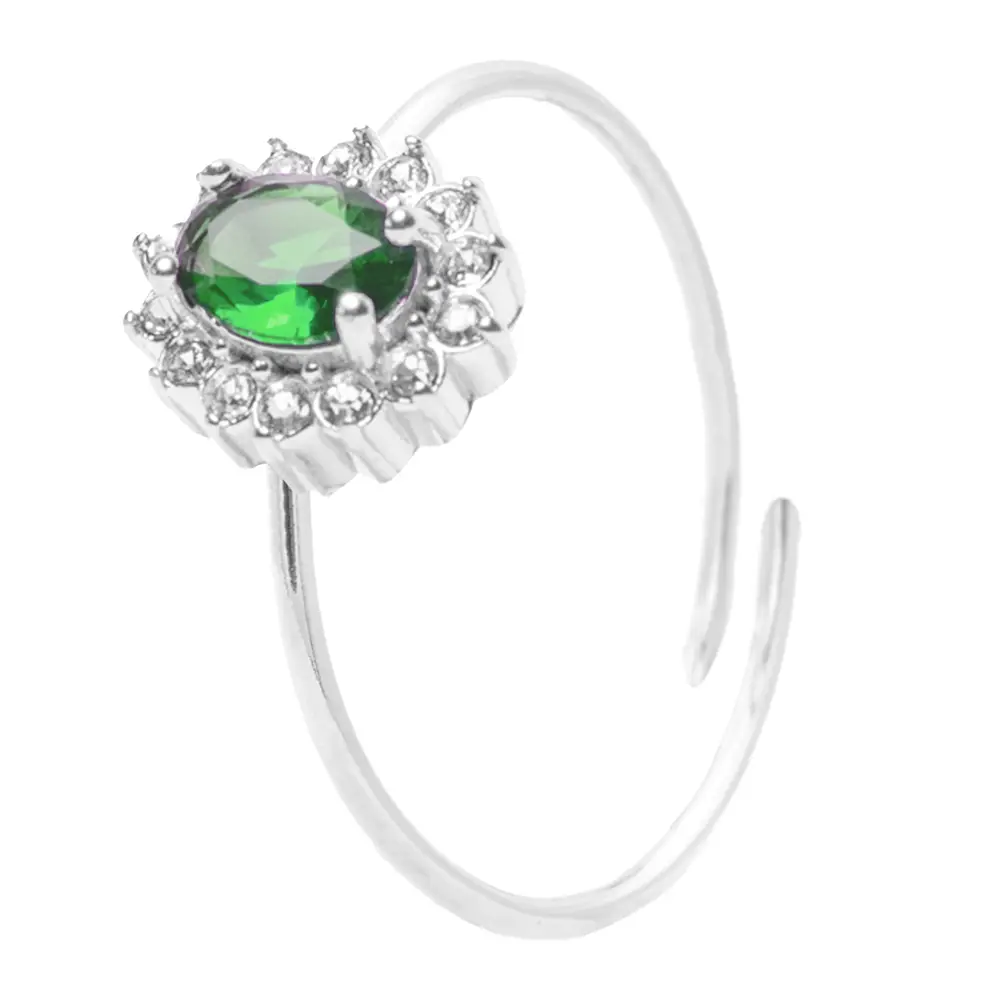 Anello Gemma Verde Silver