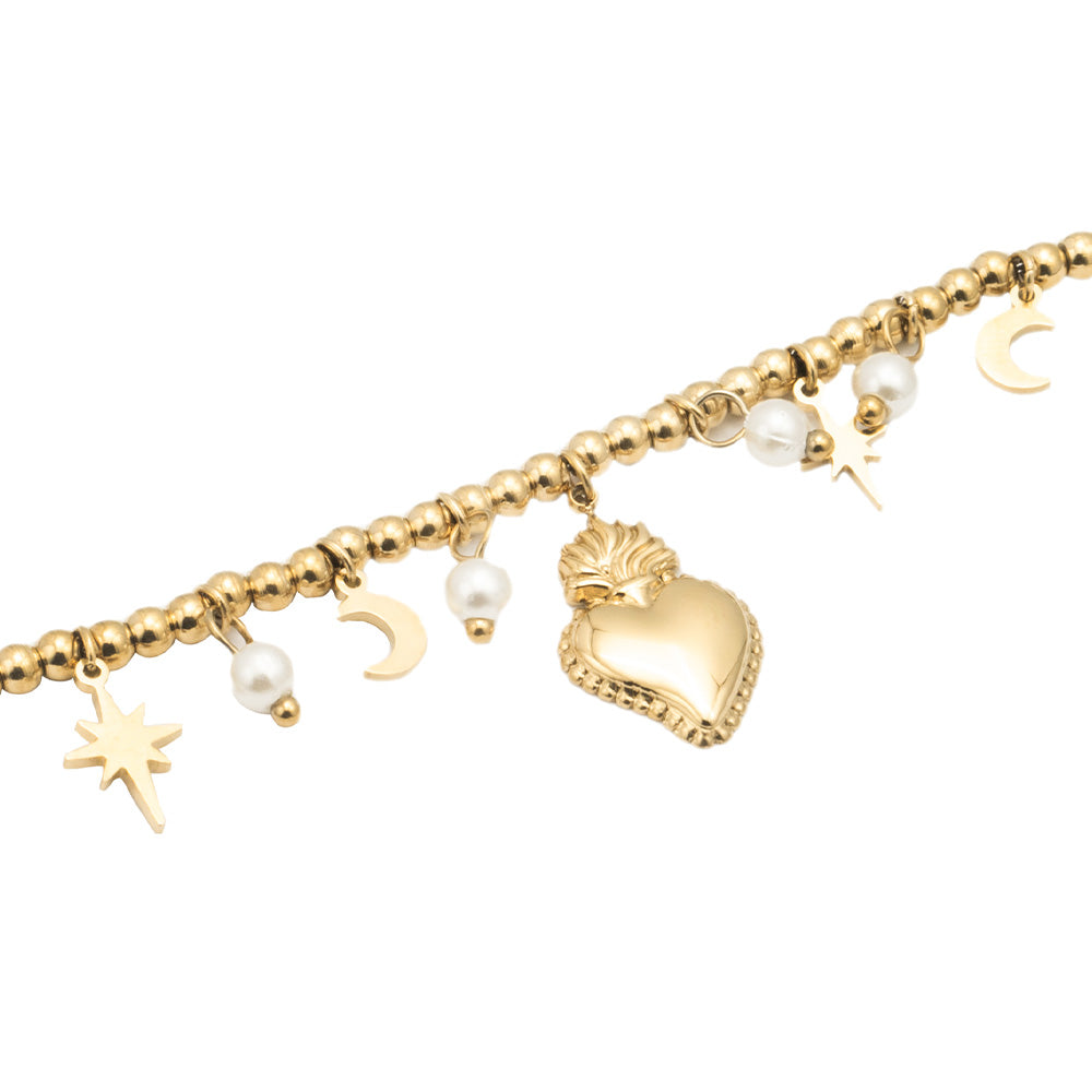 Bracciale con Cuore Fiammeggiante Gold - Bracciale