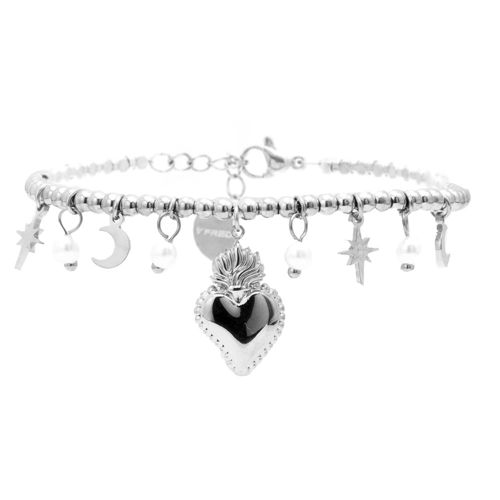 Bracciale con Cuore Fiammeggiante Silver - Bracciale