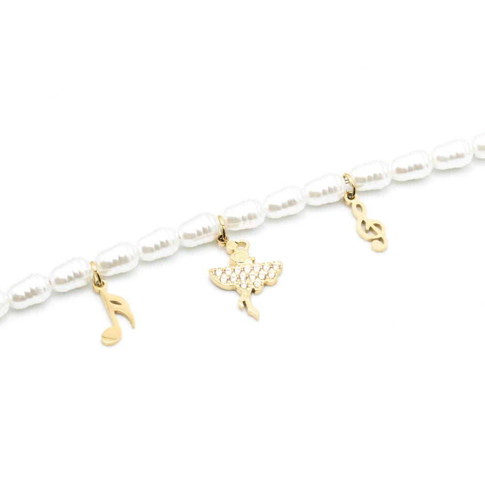 Bracciale Gold Ballerina con Gemme e Perle - Bracciale