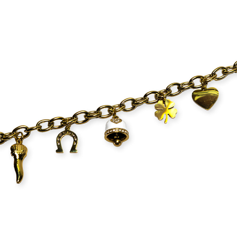 Bracciale Gold con Campana Bianca e Charmes - Bracciale