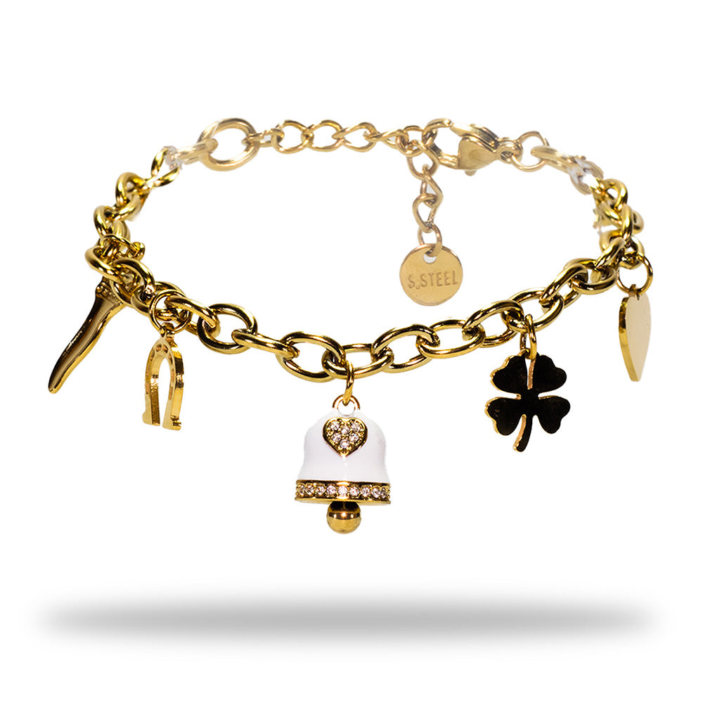 Bracciale Gold con Campana Bianca e Charmes - Bracciale