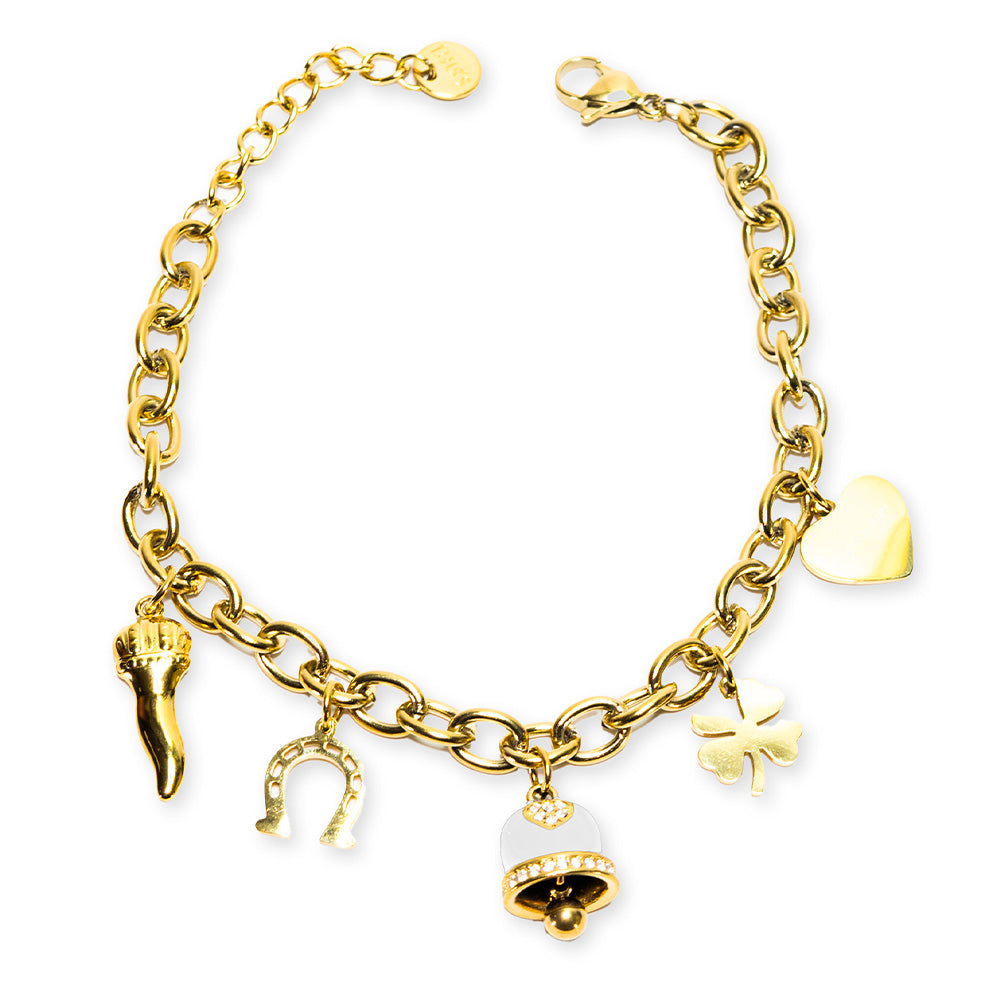 Bracciale Gold con Campana Bianca e Charmes - Bracciale