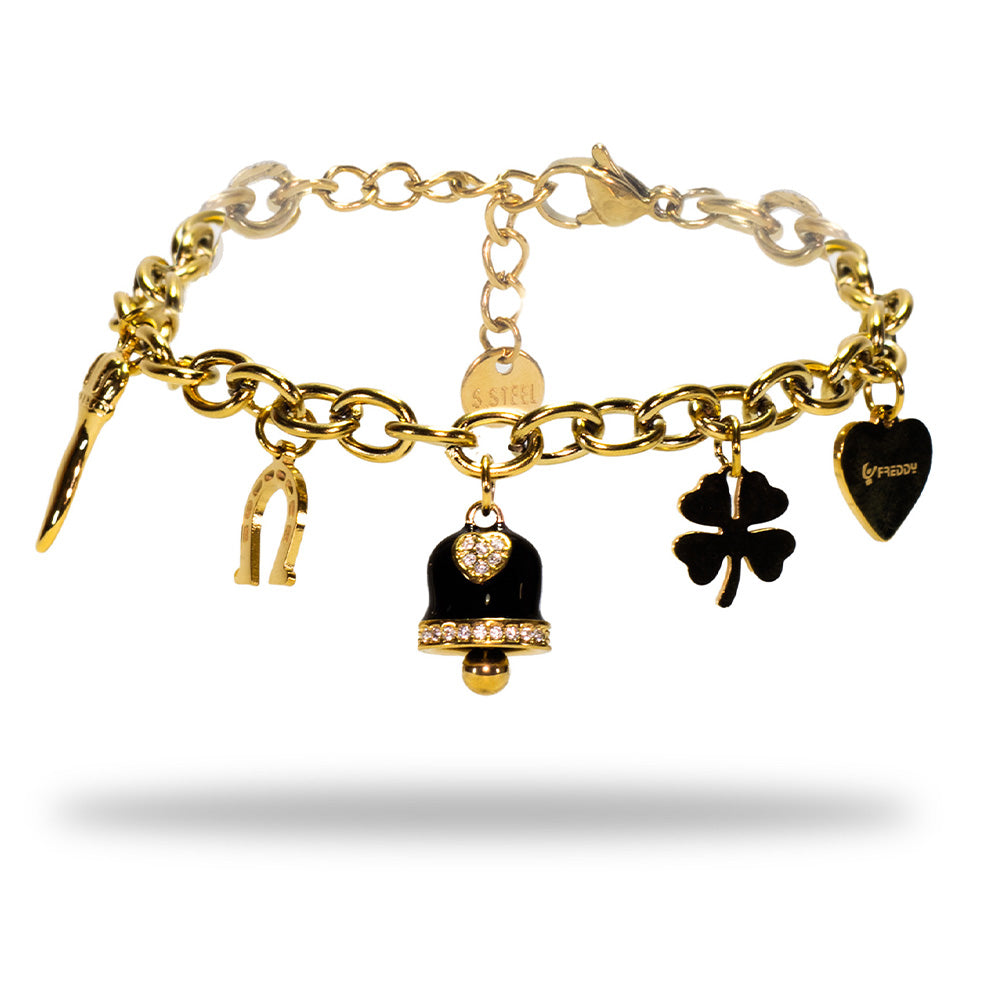 Bracciale Gold con Campana Nera e Charmes - Bracciale