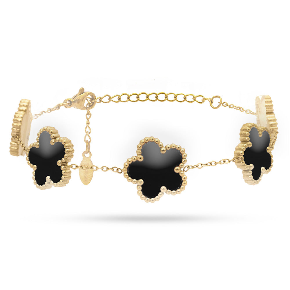 Bracciale Gold con Fiori Neri- Small - Bracciale