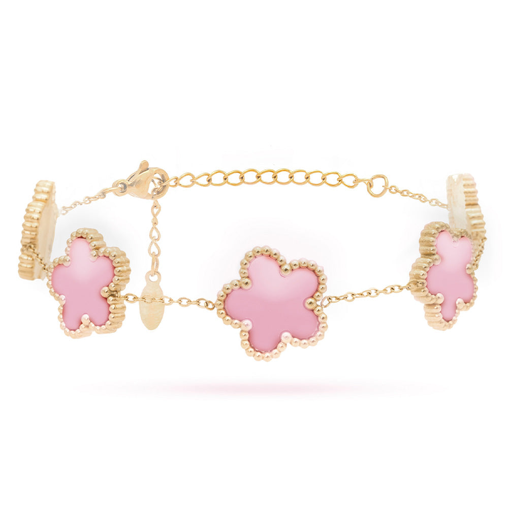 Bracciale Gold con Fiori Rosa - Small - Bracciale