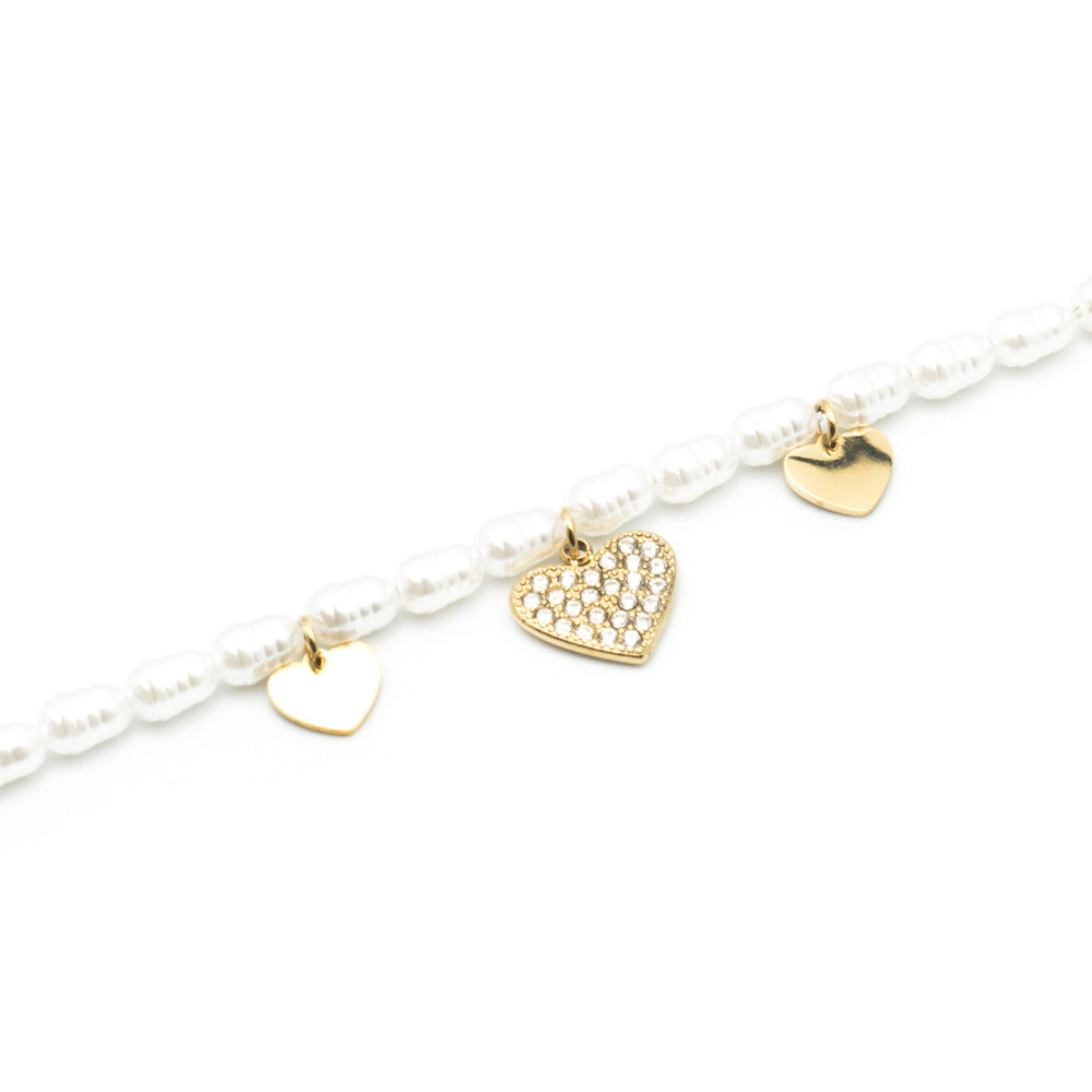 Bracciale Gold Cuore con Gemme e Perle - Bracciale