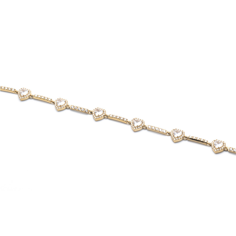 Bracciale Gold Cuori Incastonati e Gemme - Bracciale