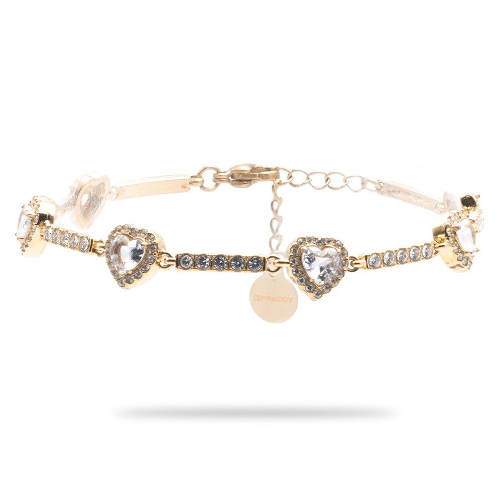 Bracciale Gold Cuori Incastonati e Gemme - Bracciale