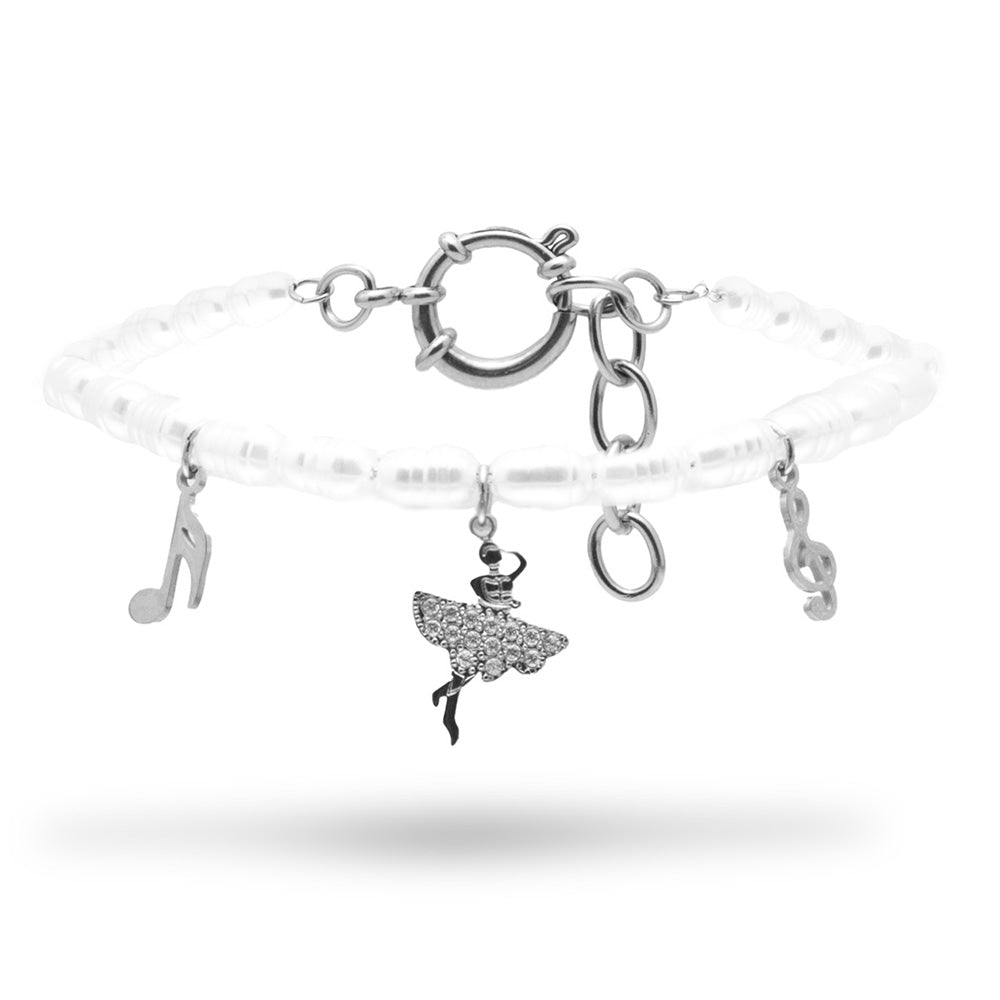 Bracciale Silver Ballerina con Gemme e Perle - Bracciale