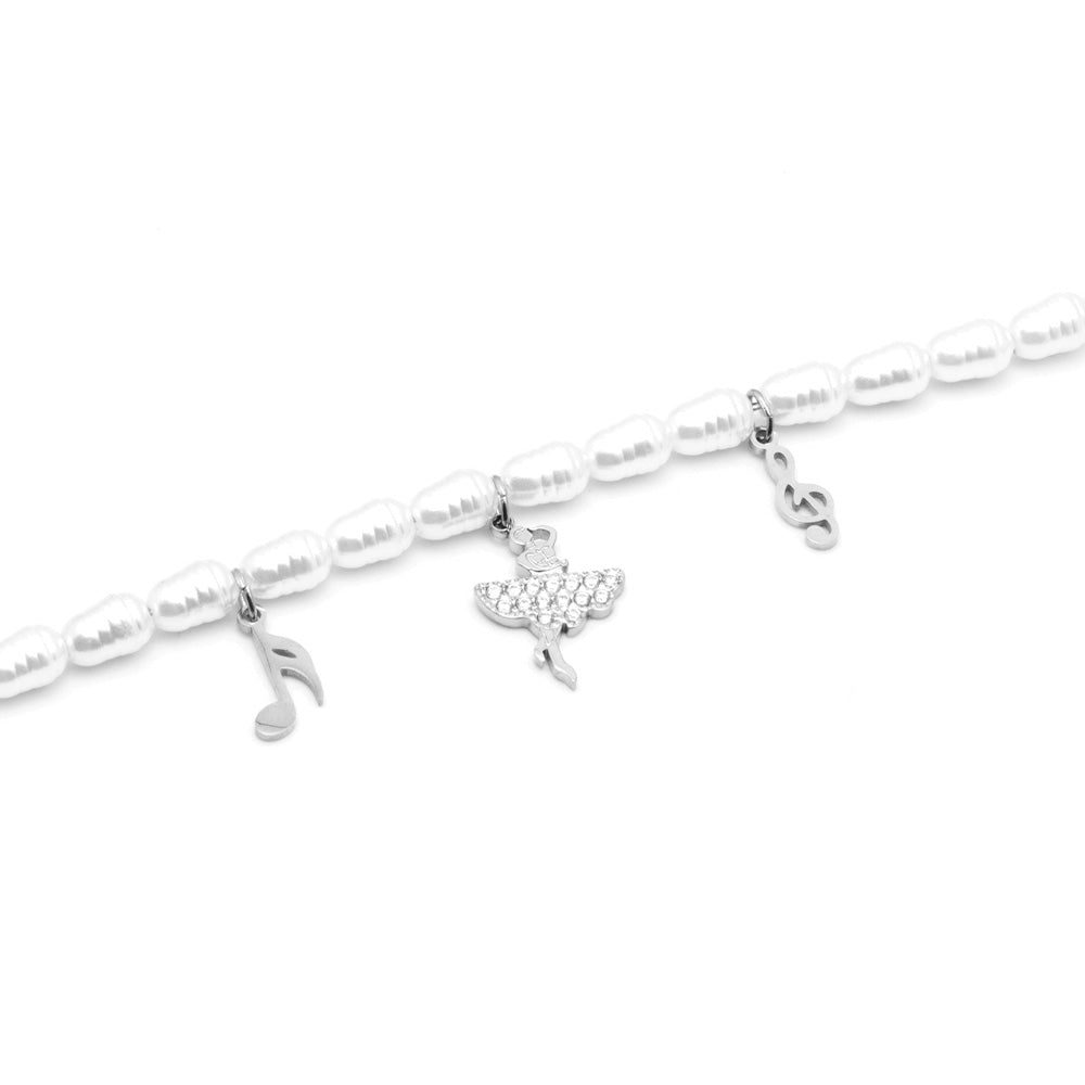 Bracciale Silver Ballerina con Gemme e Perle - Bracciale