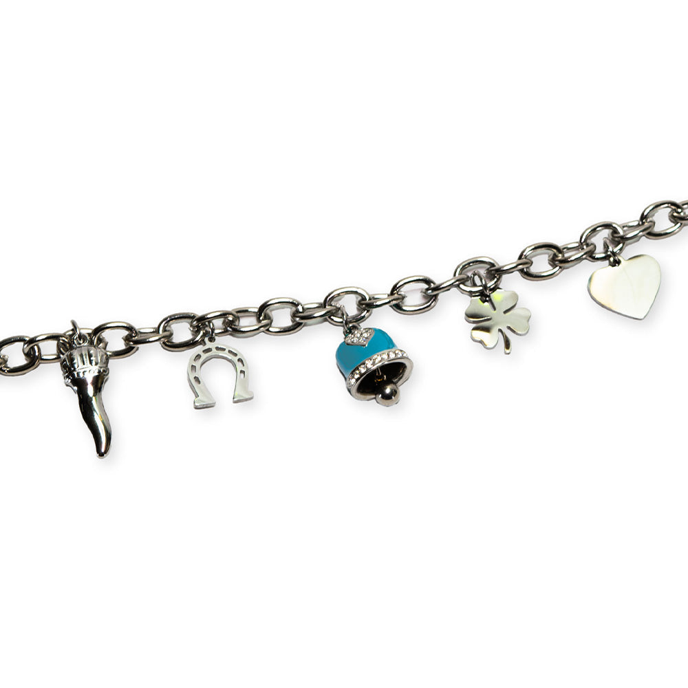 Bracciale Silver con Campana Azzurro e Charmes - Bracciale