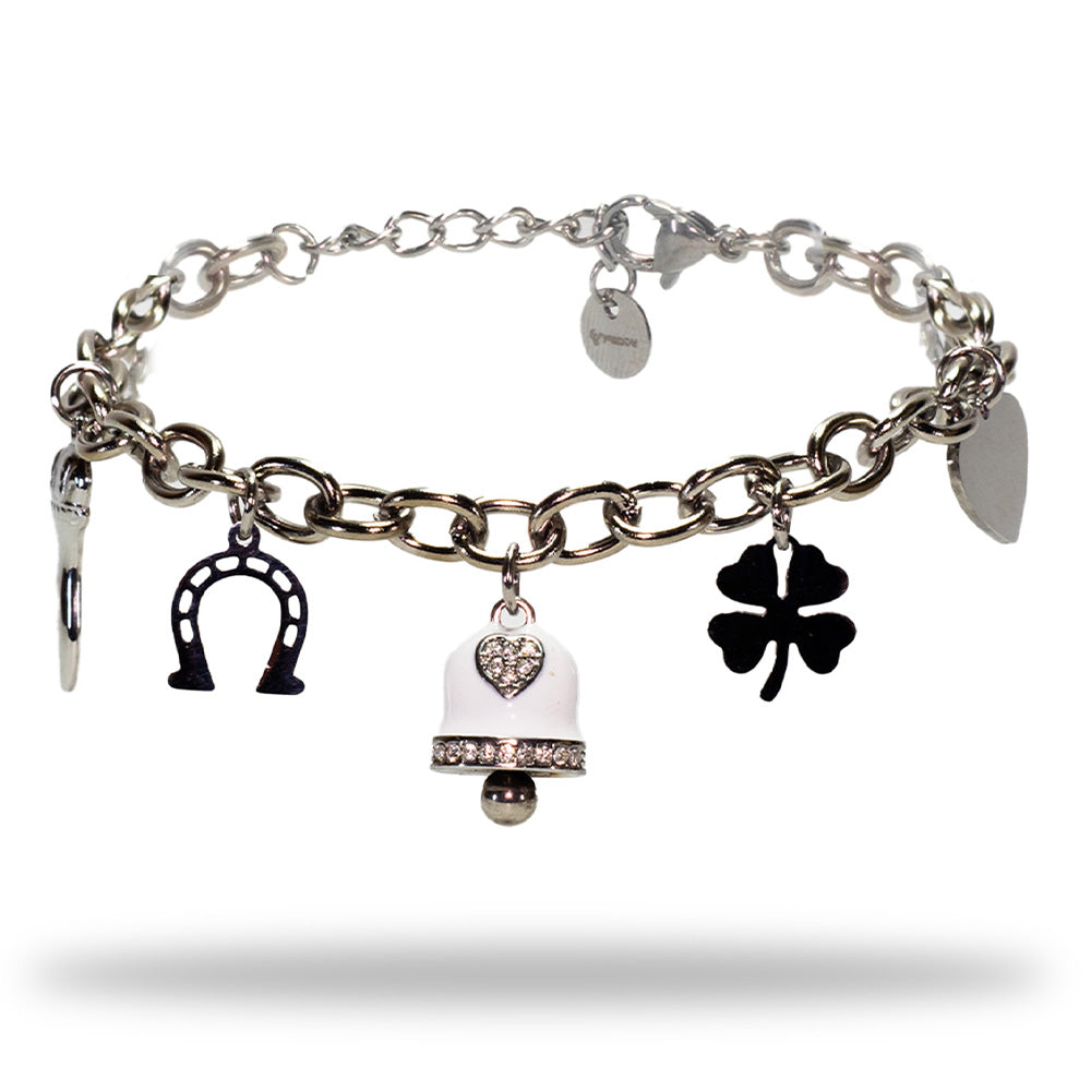 Bracciale Silver con Campana Bianca e Charmes - Bracciale