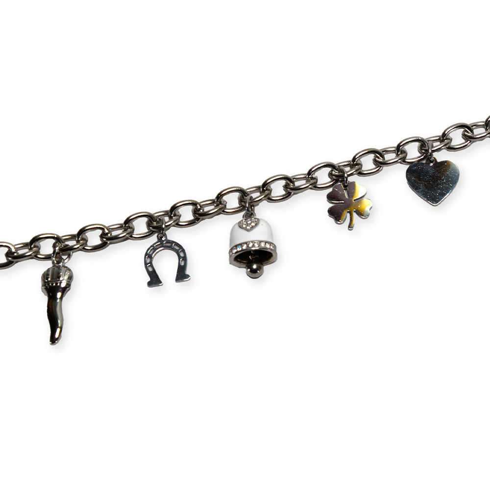 Bracciale Silver con Campana Bianca e Charmes - Bracciale