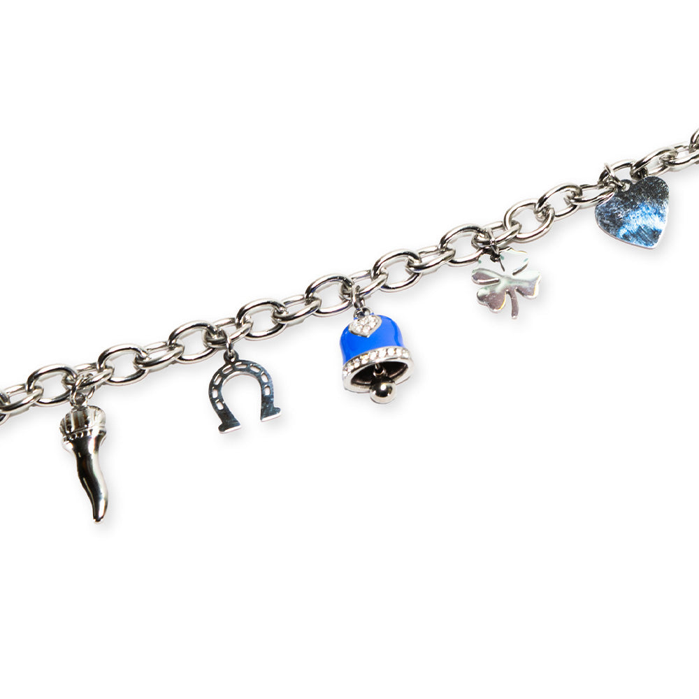 Bracciale Silver con Campana Blu e Charmes - Bracciale