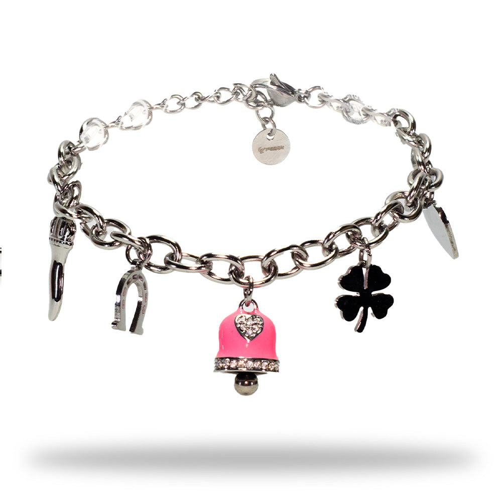 Bracciale Silver con Campana Fucsia e Charmes - Bracciale