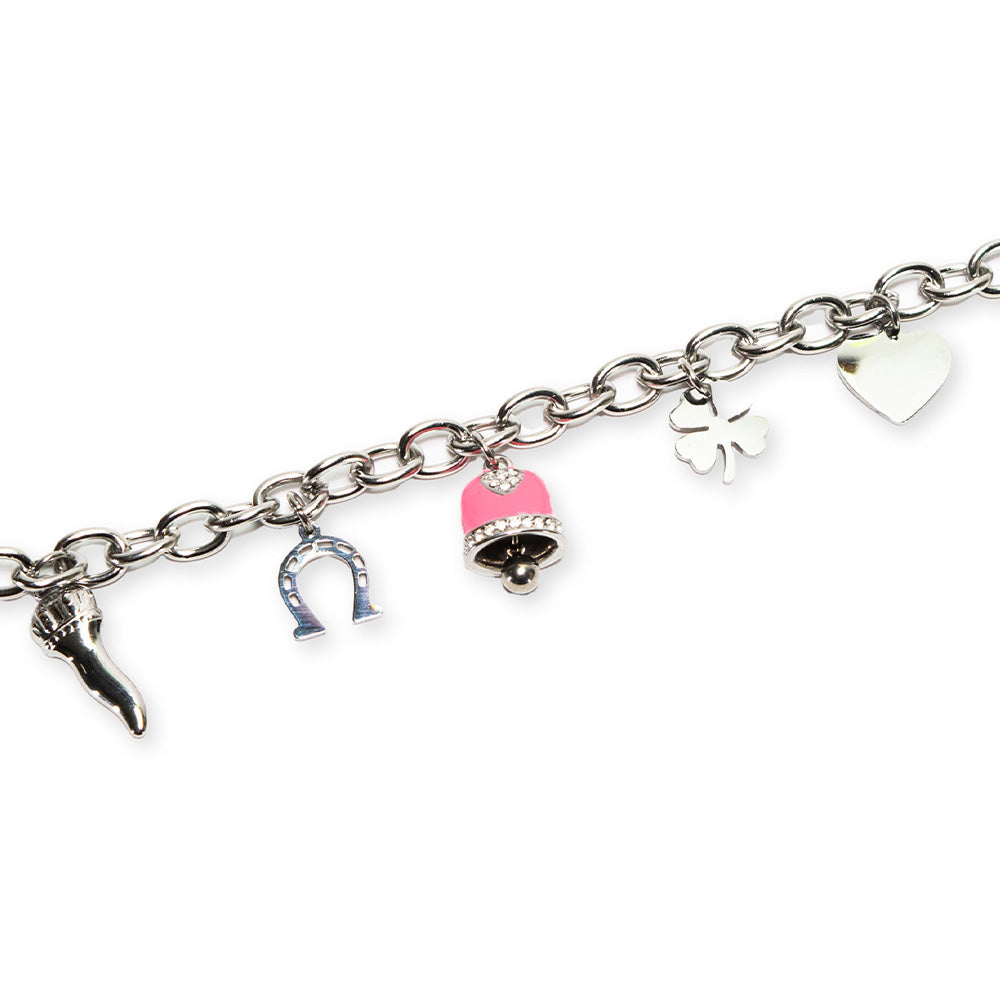 Bracciale Silver con Campana Fucsia e Charmes - Bracciale