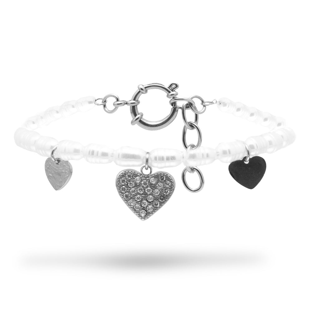 Bracciale Silver Cuore con Gemme e Perle - Bracciale