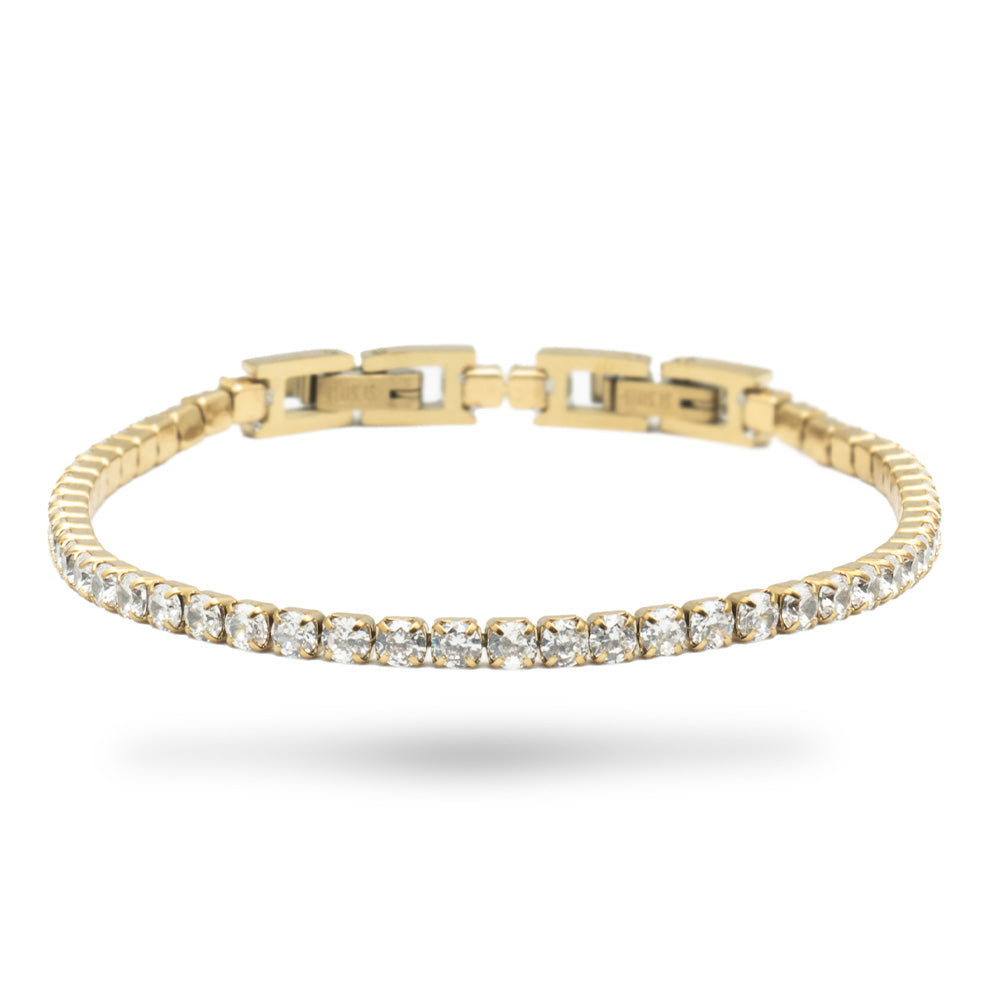 Bracciale Tennis Gold con Gemme - 4 mm - Bracciale