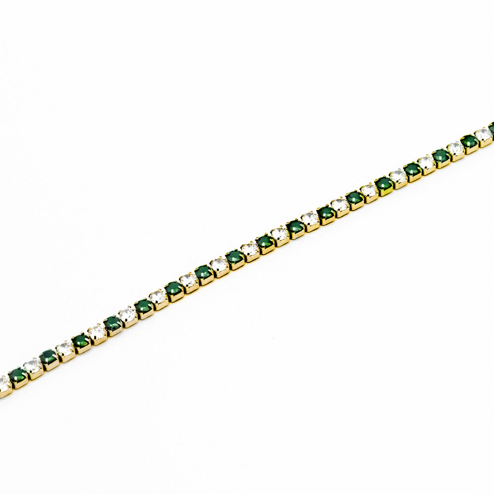 Bracciale Tennis Gold con Gemme e Pietre Verdi - 4 mm - Bracciale