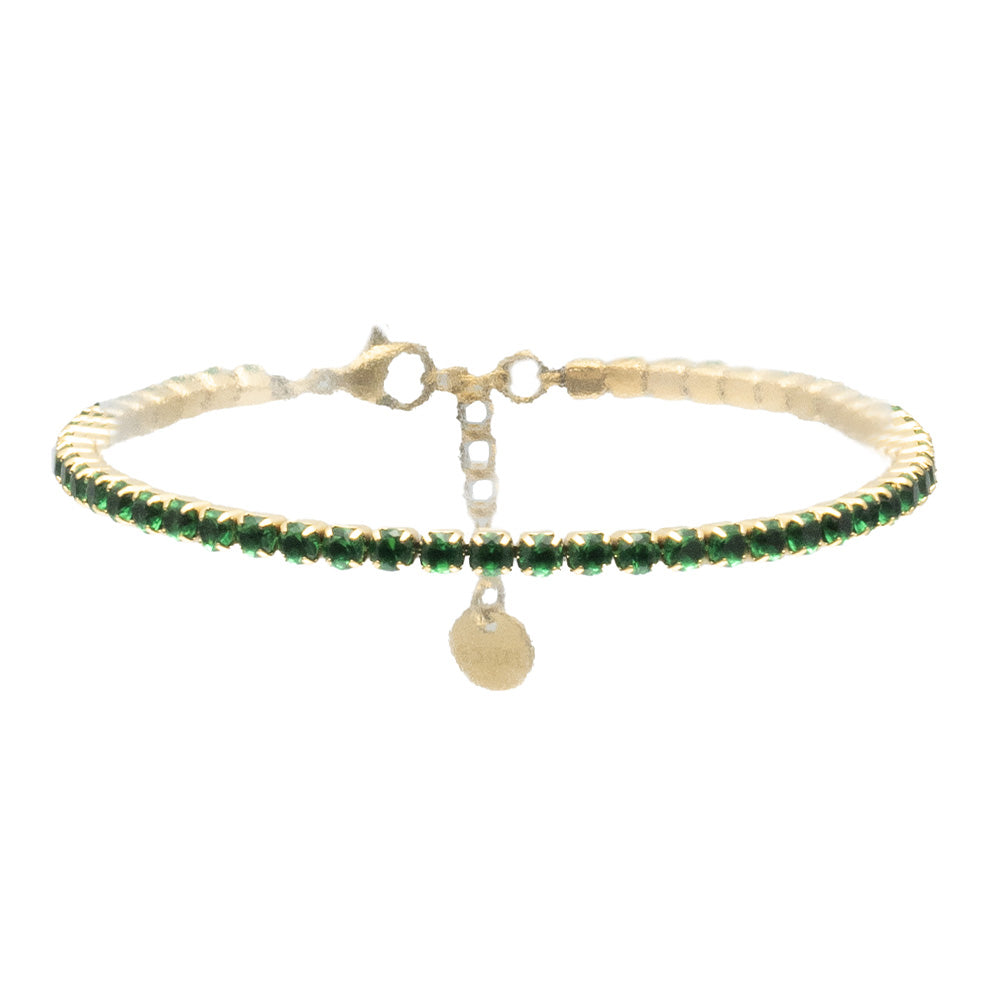 Bracciale Tennis Gold con Pietre Verdi - 4 mm - Bracciale