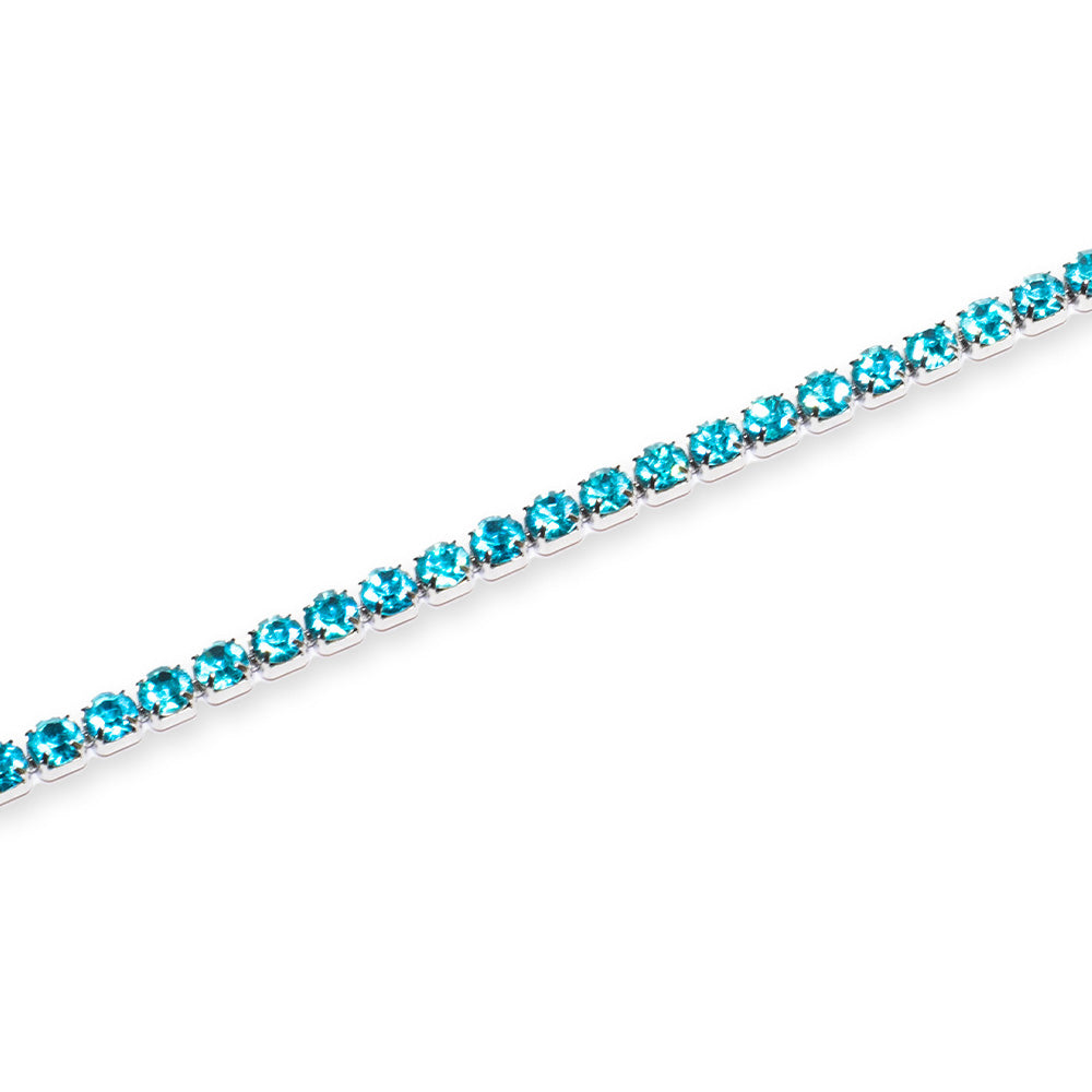 Bracciale Tennis Silver con Gemme Azzurre - 4 mm - Bracciale