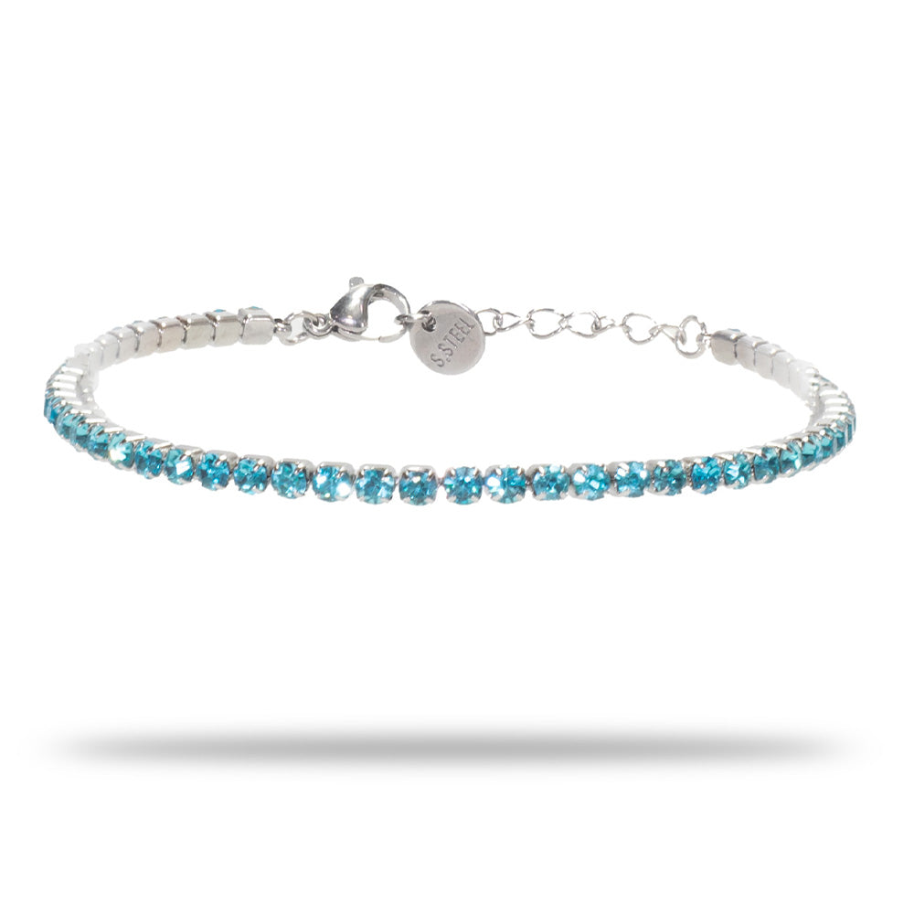 Bracciale Tennis Silver con Gemme Azzurre - 4 mm - Bracciale
