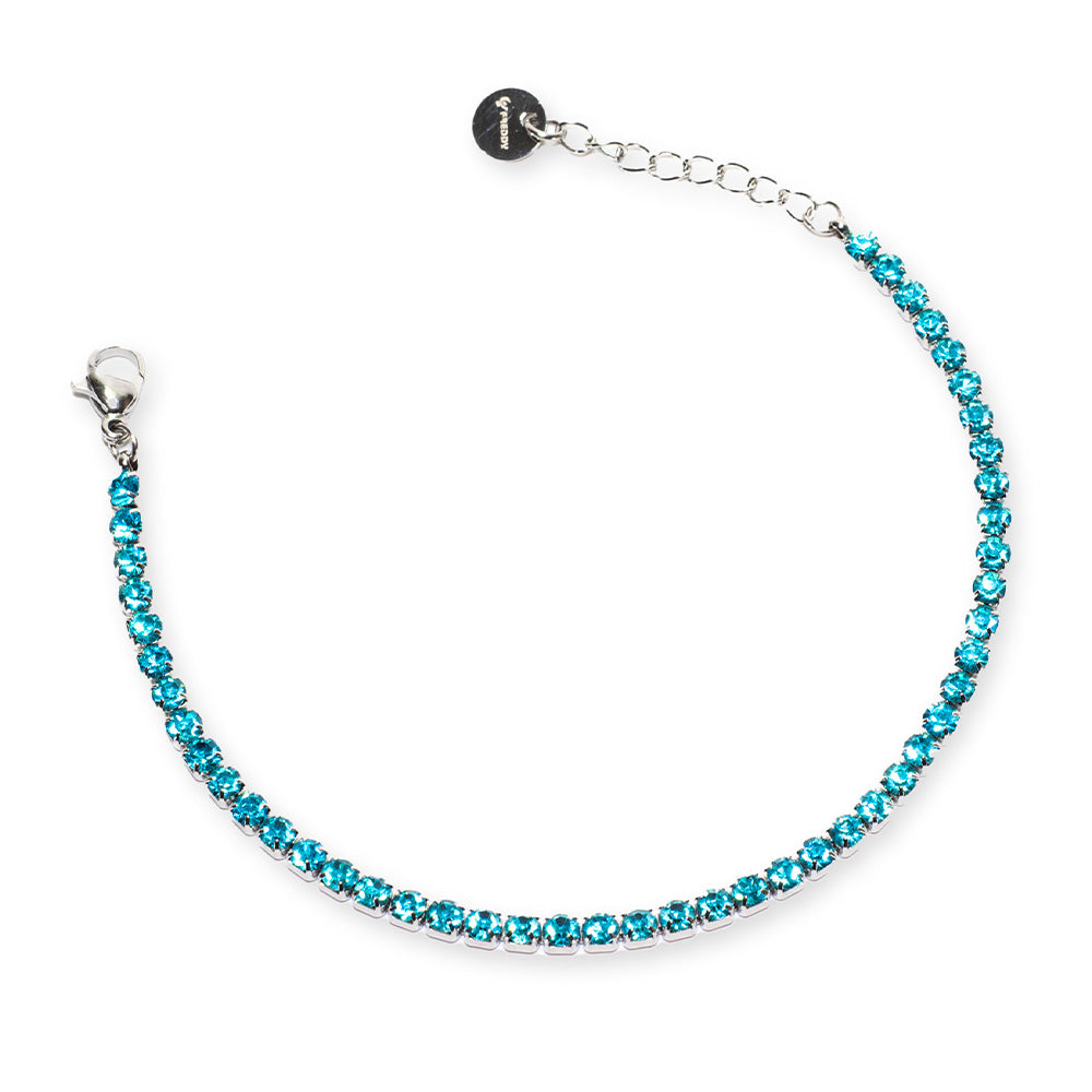 Bracciale Tennis Silver con Gemme Azzurre - 4 mm - Bracciale