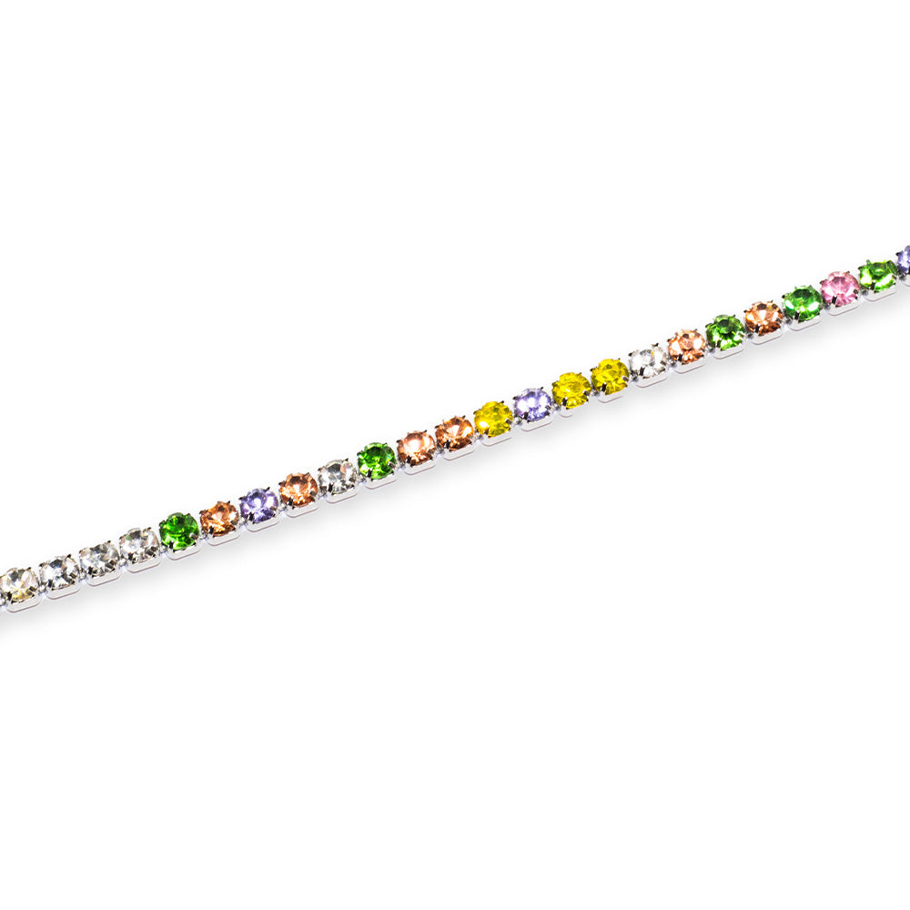 Bracciale Tennis Silver con Gemme Flowers Vibes - 4 mm - Bracciale