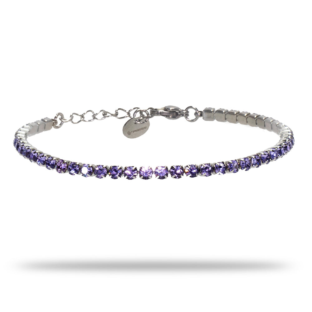 Bracciale Tennis Silver con Gemme Lilla - 4 mm - Bracciale
