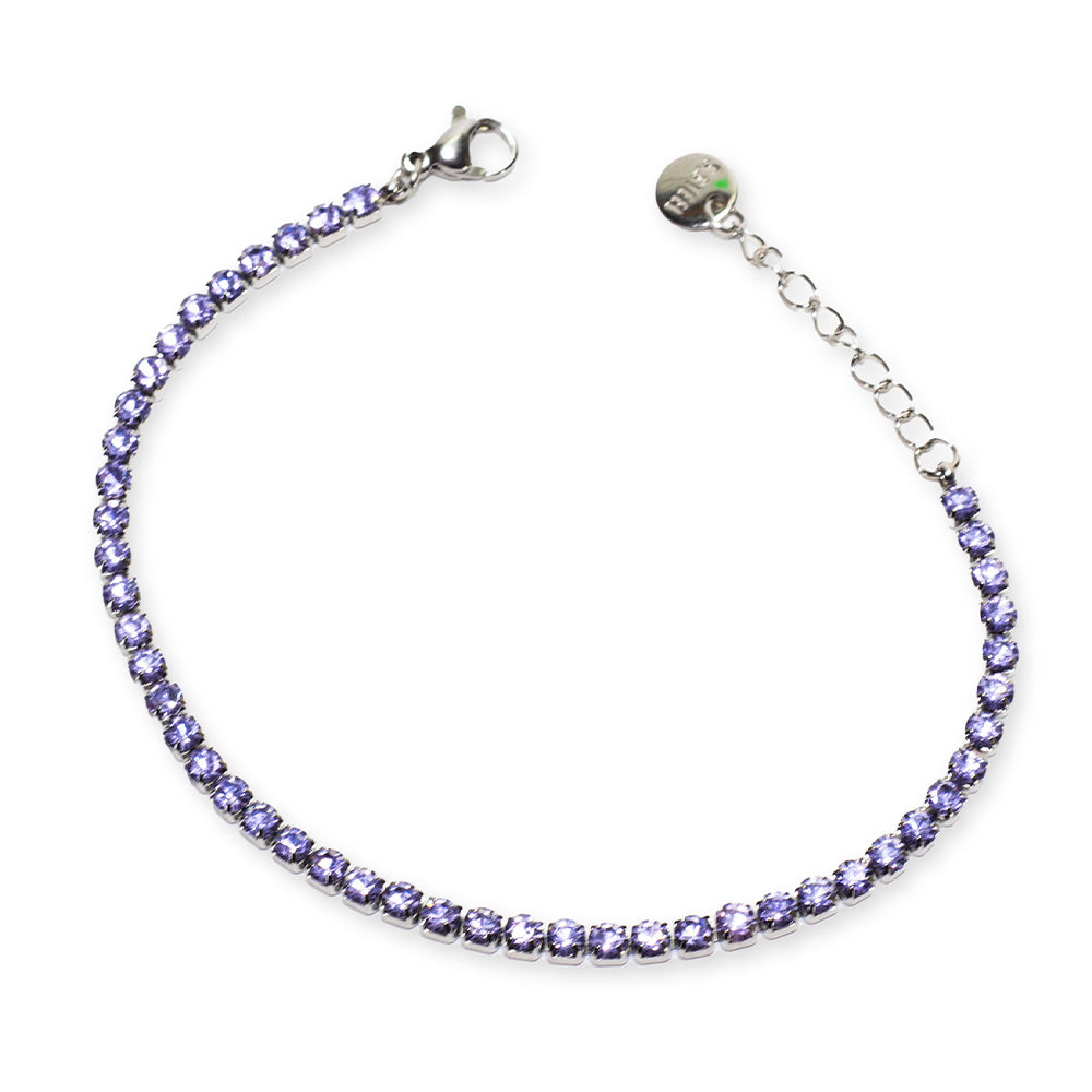 Bracciale Tennis Silver con Gemme Lilla - 4 mm - Bracciale