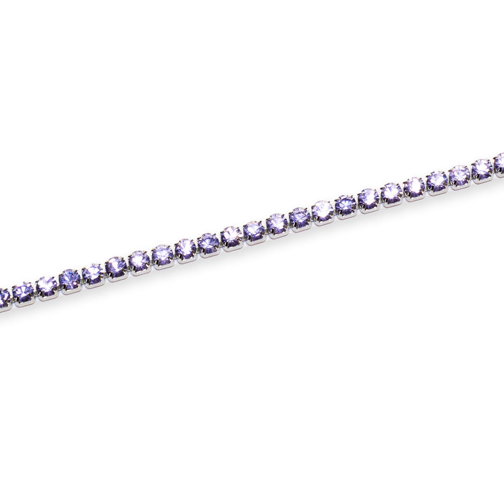 Bracciale Tennis Silver con Gemme Lilla Box Clasp - 4 mm - Bracciale