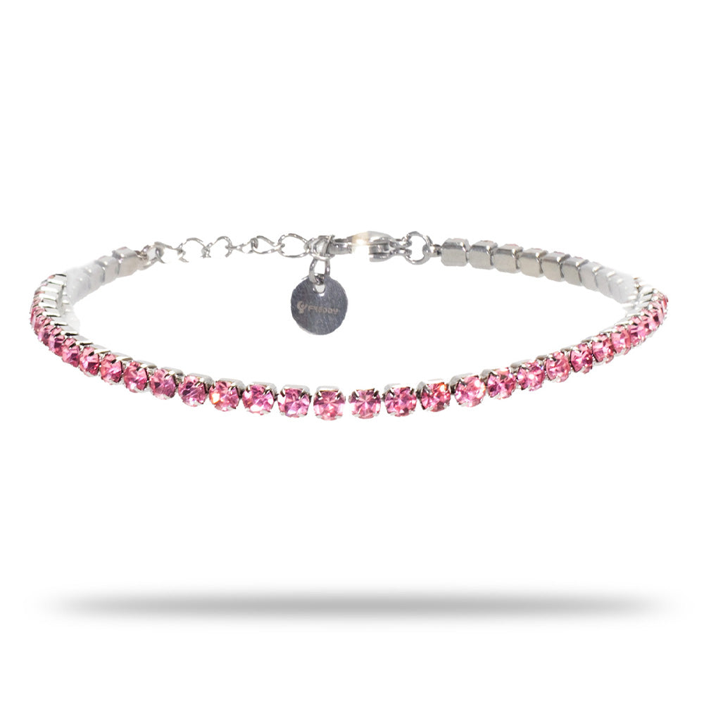 Bracciale Tennis Silver con Gemme Rosa - 4 mm - Bracciale