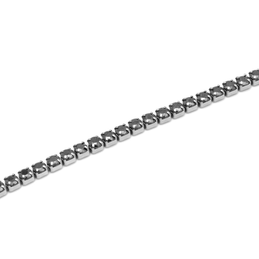 Bracciale Tennis Silver con Pietre Nere - 4 mm - Bracciale