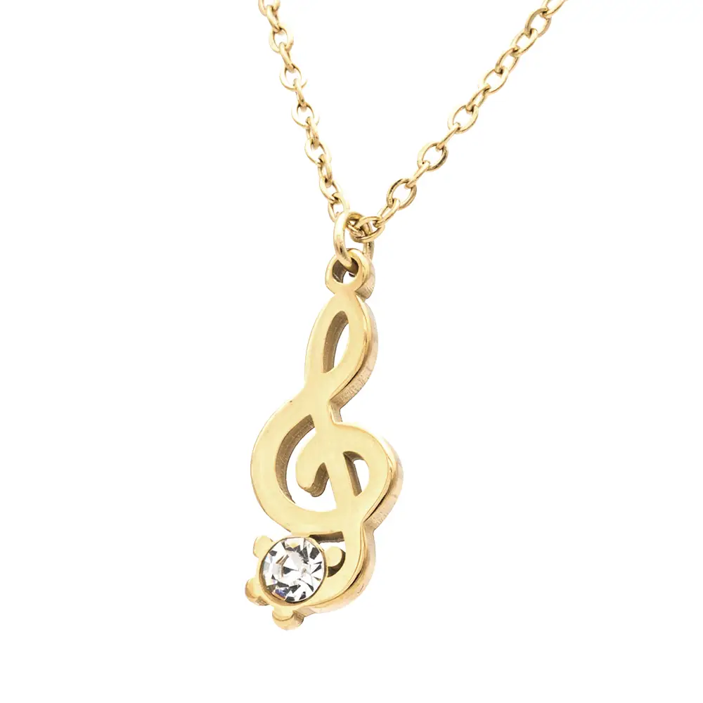 Collana Chiave di Violino Gold con Gemma