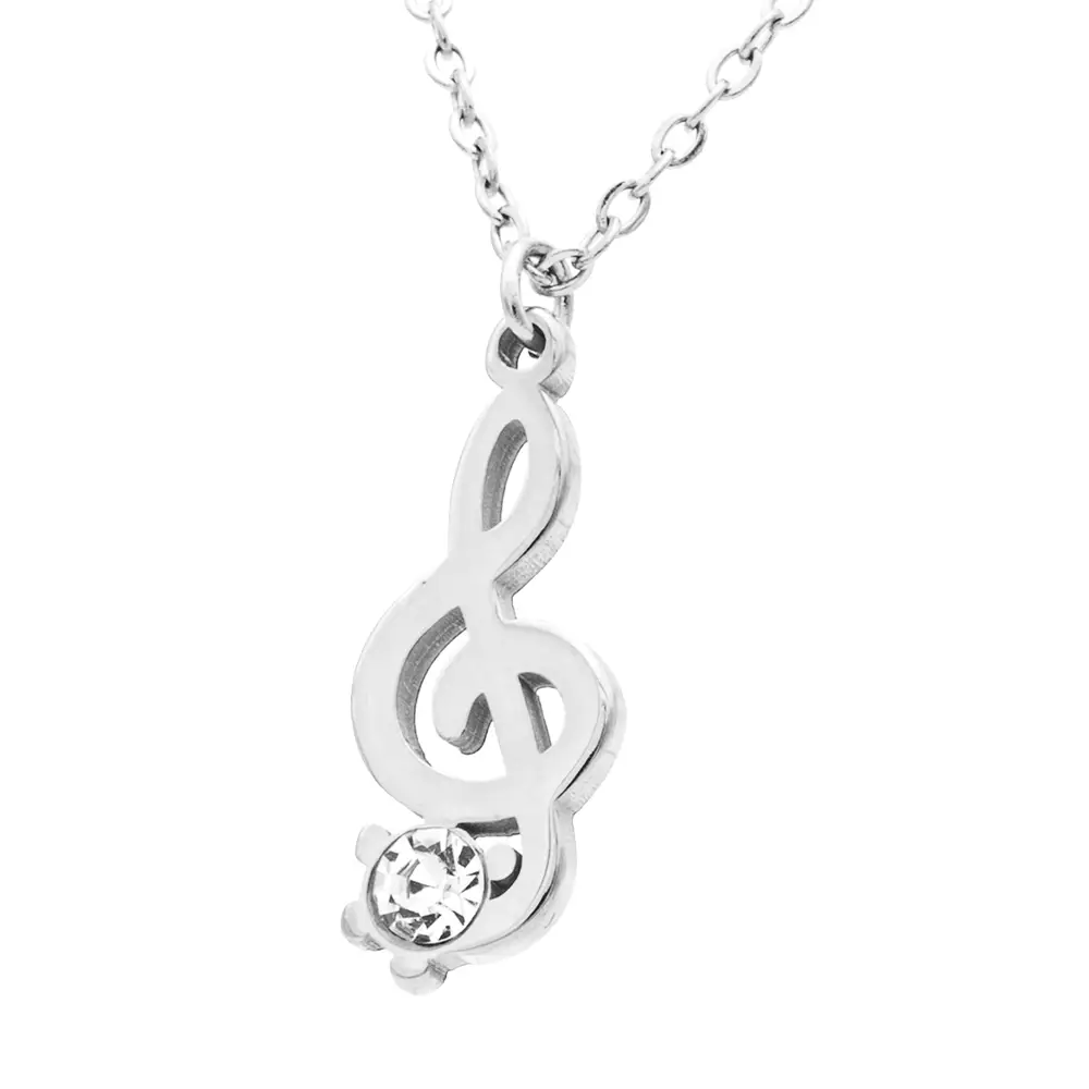 Collana Chiave di Violino Silver con Gemma