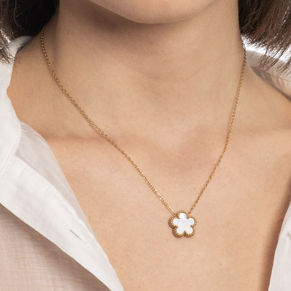 Collana Fiore Bianco Gold