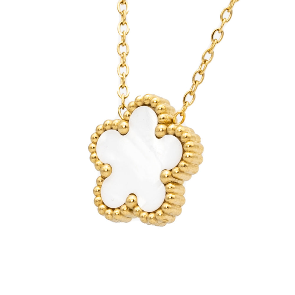 Collana Fiore Bianco Gold Small