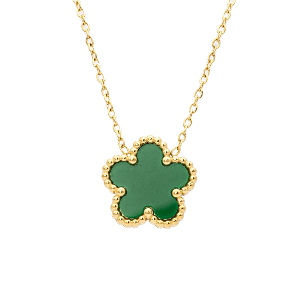 Collana Fiore Verde Gold Small
