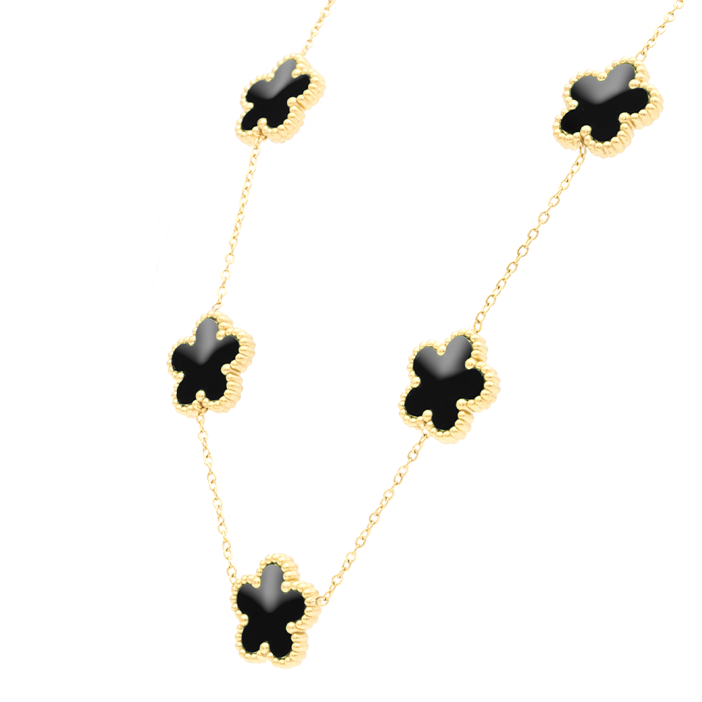 Collana Fiori Neri Gold